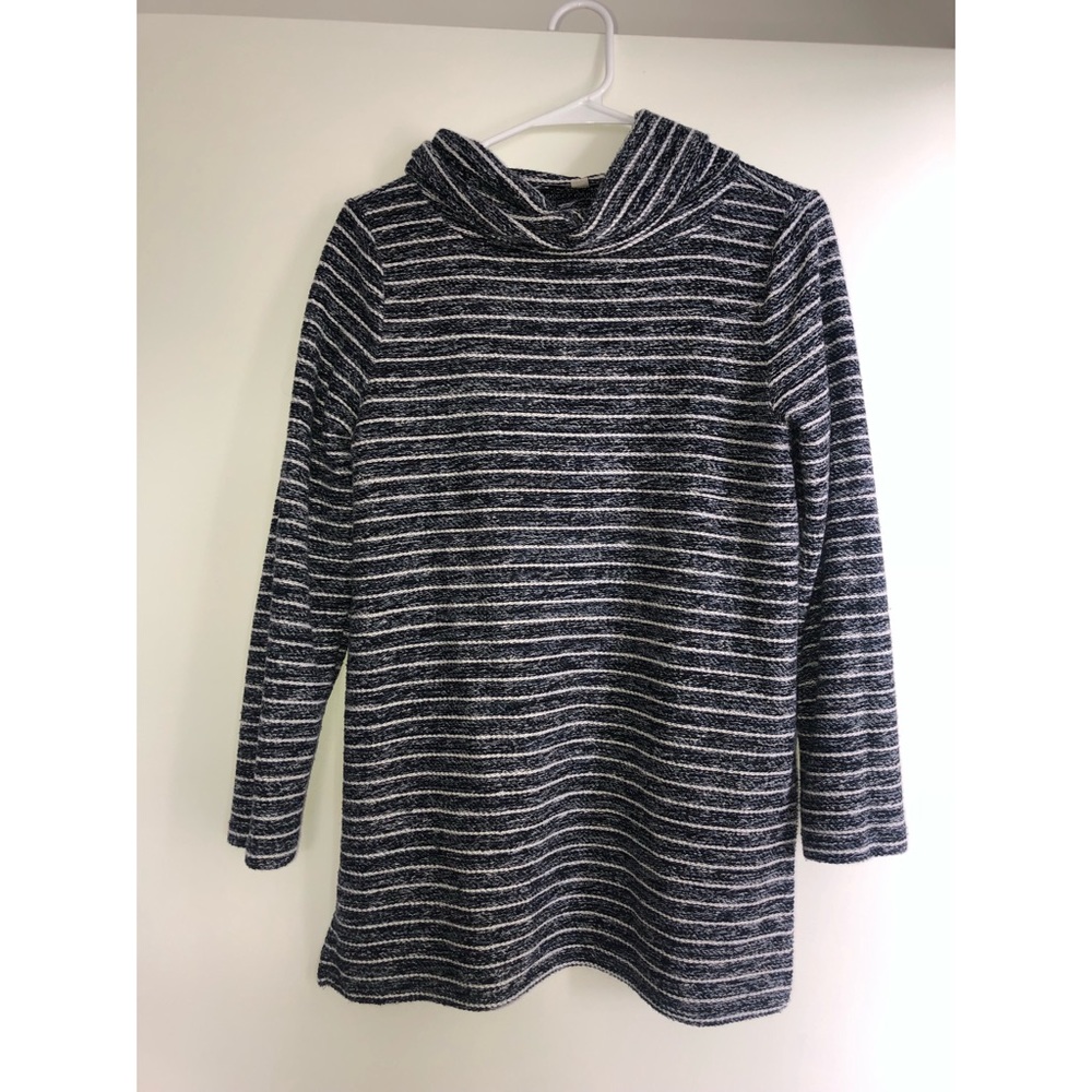 Size M cowl neck nautical navy and white striped sweater - Loft